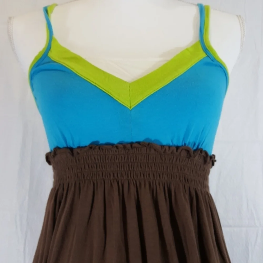 Girls Route 66 brown and blue maxi dress - Picture 2 of 6